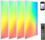 4 Pack 2X4 FT LED RGBW 5000K Multicolor Flat Panel, Light Remote & App Controlle... - Image 2