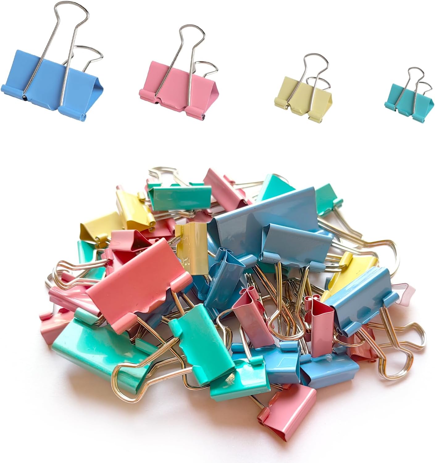 40-Pack Colorful Binder Clips, Assorted Sizes (4 Sizes) Metal Paper Clips, Stron... - Image 2