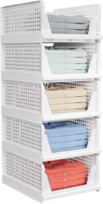 5 Pack Stackable Closet Storage Basket - Stackable Storage Bins, Multifunctional... - Image 2