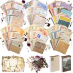 565 Pcs Vintage Scrapbook Paper Kit, Scrapbook Paper Supplies with Flowers Stick... - Image 2