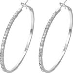925 Sterling Silver Earrings for Women 2025 Trendy Full Diamond Dangle Round Hoo... - Image 2