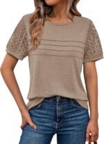 AUTOMET Women's Short Sleeve Shirts Dressy Lace Summer Tops 2026 Spring Trendy C... - Image 2