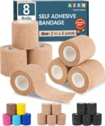 AZEN 8 Pack Self Adhesive Bandage Wrap, Elastic Cohesive Bandage Wrap, Skin Colo... - Image 2