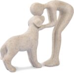 Abstract Resin Hand-Painted Sculpture of Person and Dog Bonding – Head-to-Head I... - Image 2