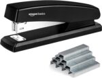 Amazon Basics Office Stapler with 1000 Staples, 25 Sheet Capacity, Non-Slip, Bla... - Image 2