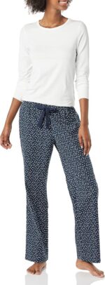 Amazon Essentials Women's Lightweight Flannel Pajama Pant and Long-Sleeve T-Shir... - Image 2