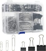 Assorted Size Binder Clips & Jumbo Paper Clips Set - 340pcs Black, Large for Off... - Image 2