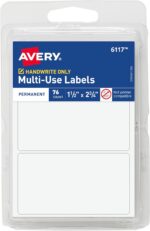 Avery Multi-Use Permanent Labels, 1.5" x 2.75", White, Non-Printable, 76 Blank L... - Image 2
