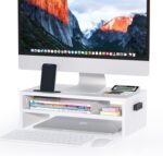 BONTEC Wooden Monitor Stand Riser for Desk, 2-Tier Computer Monitor Stand with S... - Image 2