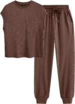 BTFBM Women's Two Piece Tracksuit Outfits Summer Short Sleeve Tops Long Pants Jo... - Image 2