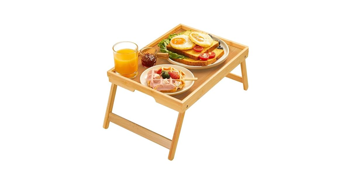 Bamboo Bed Tray Table with Foldable Legs only $9.99