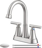 Bathroom Faucets for Sink 3 Hole, Hurran 4 inch Brushed Nickel Bathroom Sink Fau... - Image 2