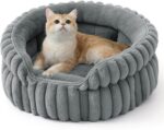 Bedsure ComfyFleece Cat Bed, Washable Round Cute Pet Beds for Indoor Cats, Supe... - Image 2