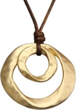 Boho Necklaces for Women Chunky Circle Necklace Layered Boho Circle Leather Chok... - Image 2