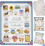 Bucket List Calendar 2026 – 12-Month Wall Calendar with Illustrated Pages and St... - Image 2