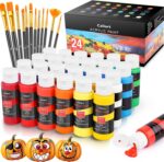 Caliart Acrylic Paint Set with 12 Brushes, 24 Colors Wood Craft Paints for Adult... - Image 2