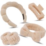 Canitor Spa Headband Wristband Set with Hair Clips Skincare Headbands for Washin... - Image 2