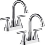 Cobbe Bathroom Faucets for Sink 3 Hole, 4 Inch with Pop Up Drain and 2 Supply Ho... - Image 2