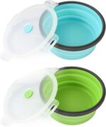 Collapsible Dog Bowls with Lids, 2 Pack Travel Dog Bowls for Small Size Dogs, Si... - Image 2