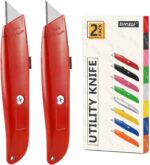DIYSELF 2Pack Utility Knife Box Cutter Retractable Razor Blade Heavy Duty Box Cu... - Image 2