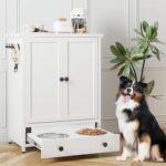 Dog Feeding Station with Storage, Metal Dog Food Storage Cabinet with 2 Elevated... - Image 2