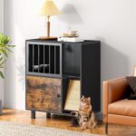 Dog Proof Cat Feeding Station, Cat Feeding Station with Scratching Board, Raised... - Image 2