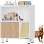 Dog Proof Cat Feeding Station, Metal Cat Feeding Station with Scratching Board, ... - Image 2