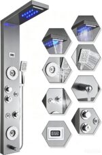 ELLO&ALLO Stainless Steel Shower Panel Tower System,LED Rainfall Waterfall Showe... - Image 2