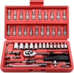 Egofine 46 Pieces 1/4 inch Drive Socket Ratchet Wrench Set, with Bit Socket Set ... - Image 2