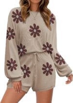 Ekouaer Knit Pajamas Set for Women Lounge Wear Sets Long Sleeve Sweatsuit Matchi... - Image 2