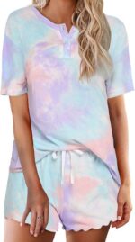 Ekouaer Pajamas Set for Women Short Sleeve Lounge Set 2 Piece Loungewear PJs Sof... - Image 2