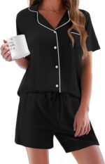 Ekouaer Pajamas Set for Women Short Sleeve Sleepwear Button Down Pjs Soft 2 Piec... - Image 2