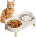 Elevated Cat Bowl, Raised Cat Food and Water Bowl Set for Indoor Cats, Splash Pr... - Image 2
