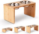 Elevated Dog Bowls, Bamboo Raised Dog Bowl for Large Dogs & Medium Dogs, with 2 ... - Image 2