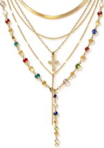 FAXHION 5PCS 14k Gold Plated Cross Necklaces for Women, Pendant Stacked Layered ... - Image 2