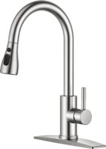 FORIOUS Kitchen Faucets with Pull Down Sprayer, Brushed Nickel, High Arc Single ... - Image 2