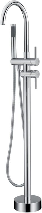 Freestanding Bathtub Faucet Tub Filler Faucets Chrome Floor Mounted Brass Bathro... - Image 2