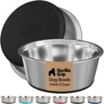 GORILLA GRIP Dog Bowls, Food Grade 304 Stainless Steel, Holds 2 Cups Each (16 fl... - Image 2