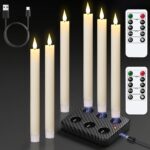 GenSwin Rechargeable Flameless Taper Candles with Charging Base, 6 Pack LED Cand... - Image 2