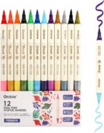 Grabie 24 Colors Acrylic Paint Markers, 12 Pack Dual Tip Soft Brush Acrylic Mark... - Image 2