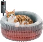 Heated Cat Bed Indoor, 20" Round Donut Deep Sleep Calming Heated Pet Beds for Ca... - Image 2