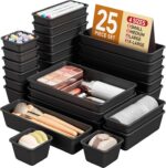 KEMETHY 25 PCS Plastic Drawer Organizers Set, 4 Sizes Vanity Organizer, Makeup a... - Image 2