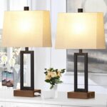 Lolikit Table Lamp for Bedroom Set of 2 with 2 USB Ports and AC Power Outlet, 23... - Image 2