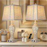 LuxSight Collection 28.5" Table Lamps Set of 2 - Bedside Lamp with Fabric Shades... - Image 2