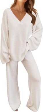 MEROKEETY Women's Fall Lounge Sets 2026 Fashion 2 Piece Outfits Sweater Pajama S... - Image 2