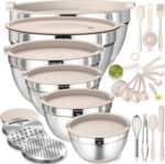 Mixing Bowls with Airtight Lids Set, 26PCS Stainless Steel Khaki Bowls with Grat... - Image 2