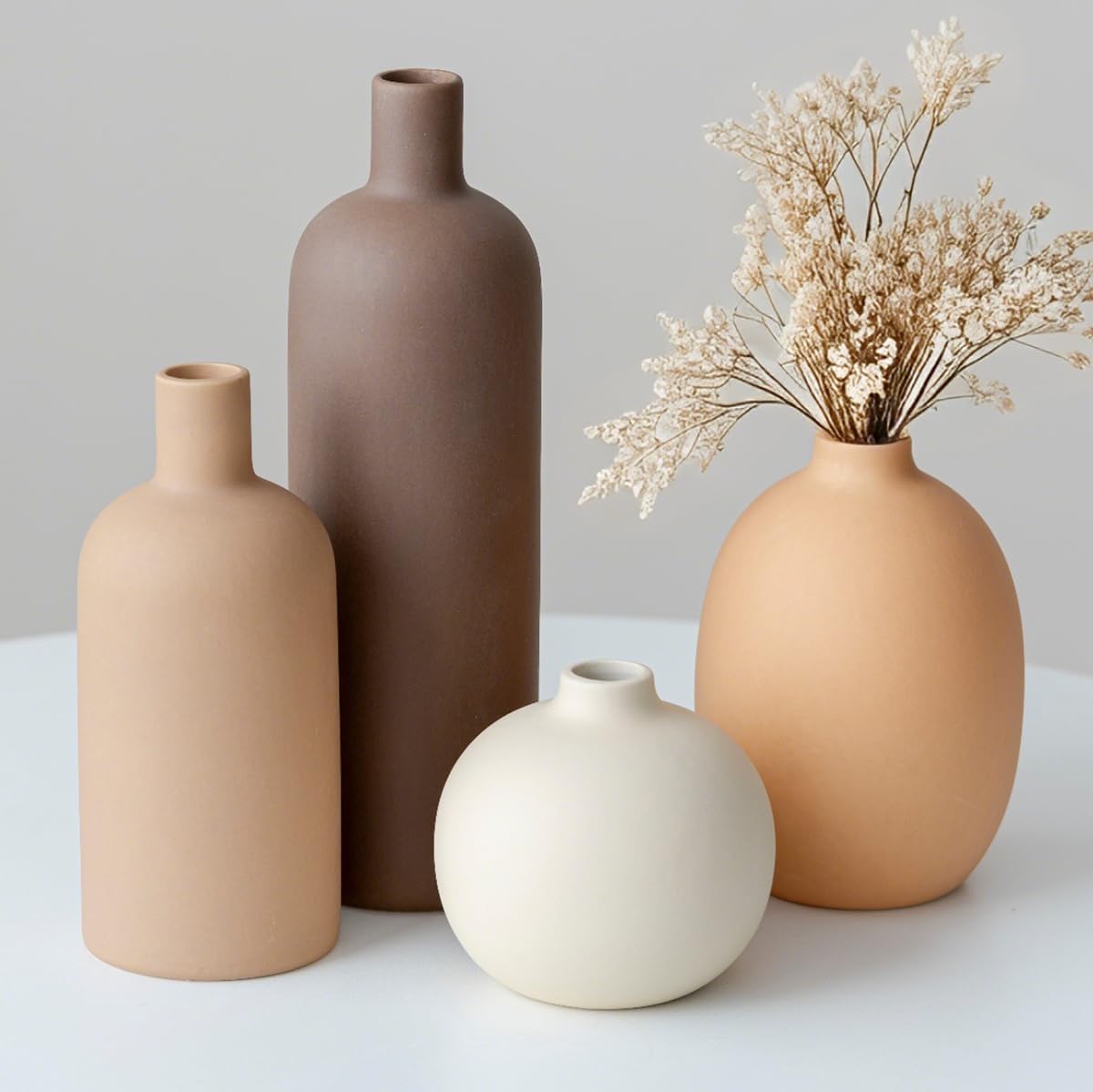 Modern Ceramic Vase Set, Neutral Colors, Decorative Vases for Home Shelf Decor, ... - Image 2