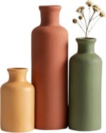 Modern Ceramic Vase Set of 3, Neutral Colors, Decorative Bottles for Home, Farmh... - Image 2