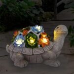 Nacome Solar Garden Outdoor Statues Turtle with Succulent and 7 LED Lights - Law... - Image 2