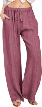Nantdog Linen Pants Women 2025 Summer Beach Lounge Palazzo Trousers Loose Elasti... - Image 2